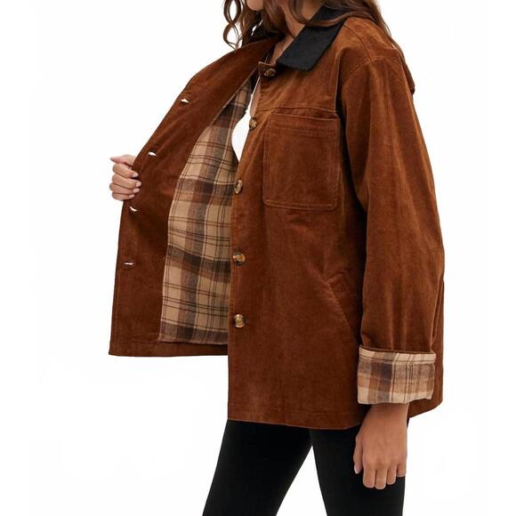 NEW BLUIVY connie corduroy barn coat in brown - Picture 6 of 7